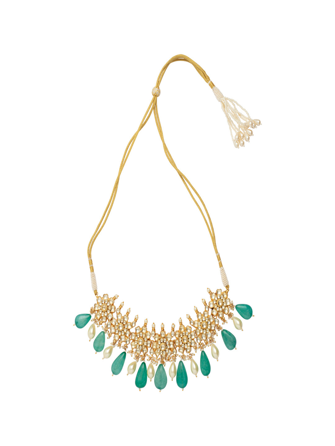 vivinia BY VIDHI MEHRA Womens Gold Plated Green Kundan Necklace Set with Pair of Earrings