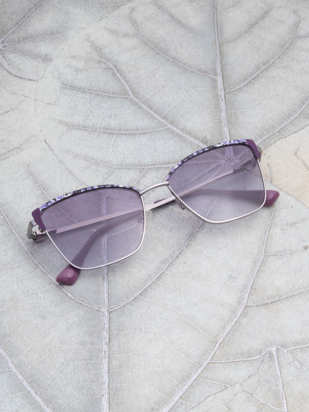 Ted Smith Metal Purple Aesthetic Cateye Women Sunglasses with Polarised Lens