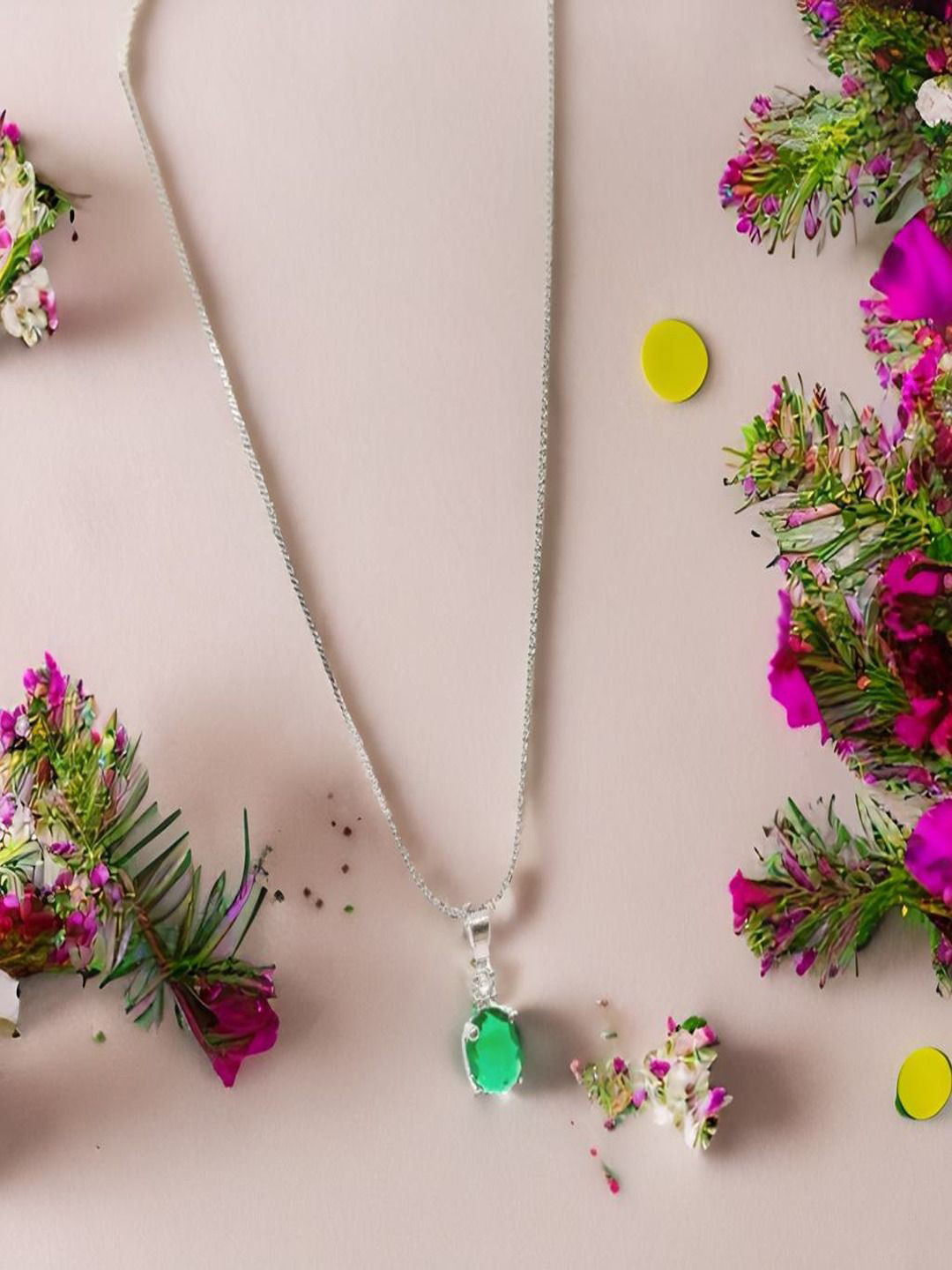 UNIVERSITY TRENDZ Sterling Silver Plated Artificial Stones And Beads Pendants with Chains