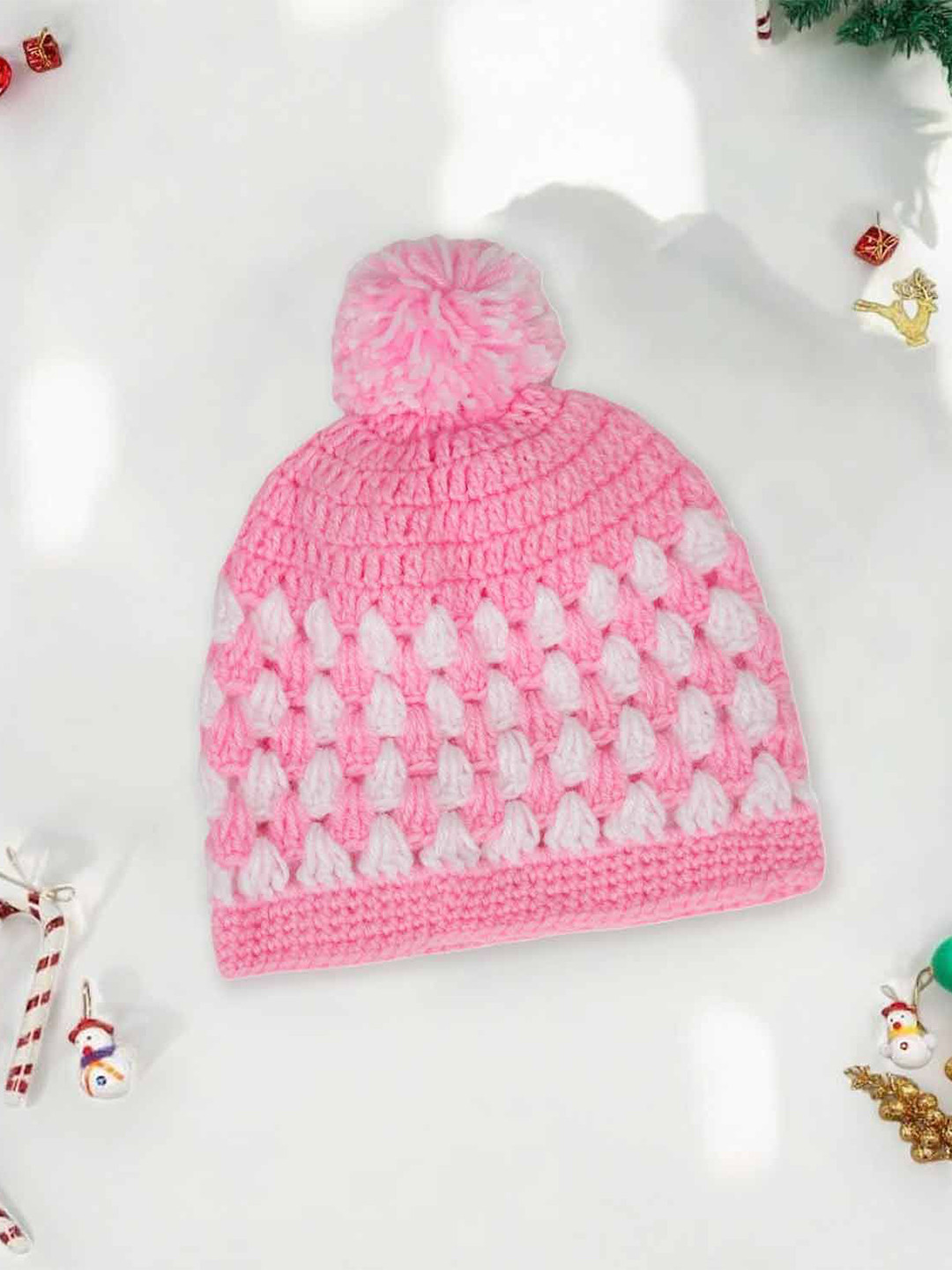 LITTLE GINNIE Kids Self Design Soft and Comfortable Wool Beanie Cap