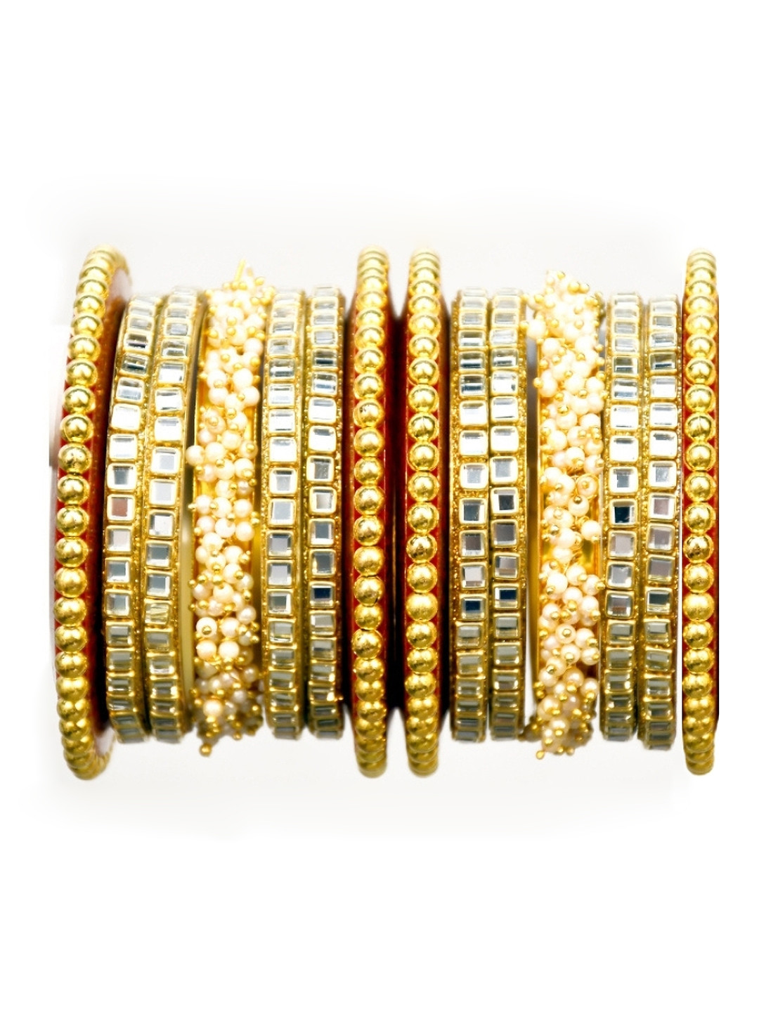Align Set Of 2 Gold-Plated Crystal & CZ-Studded Chuda Bangles