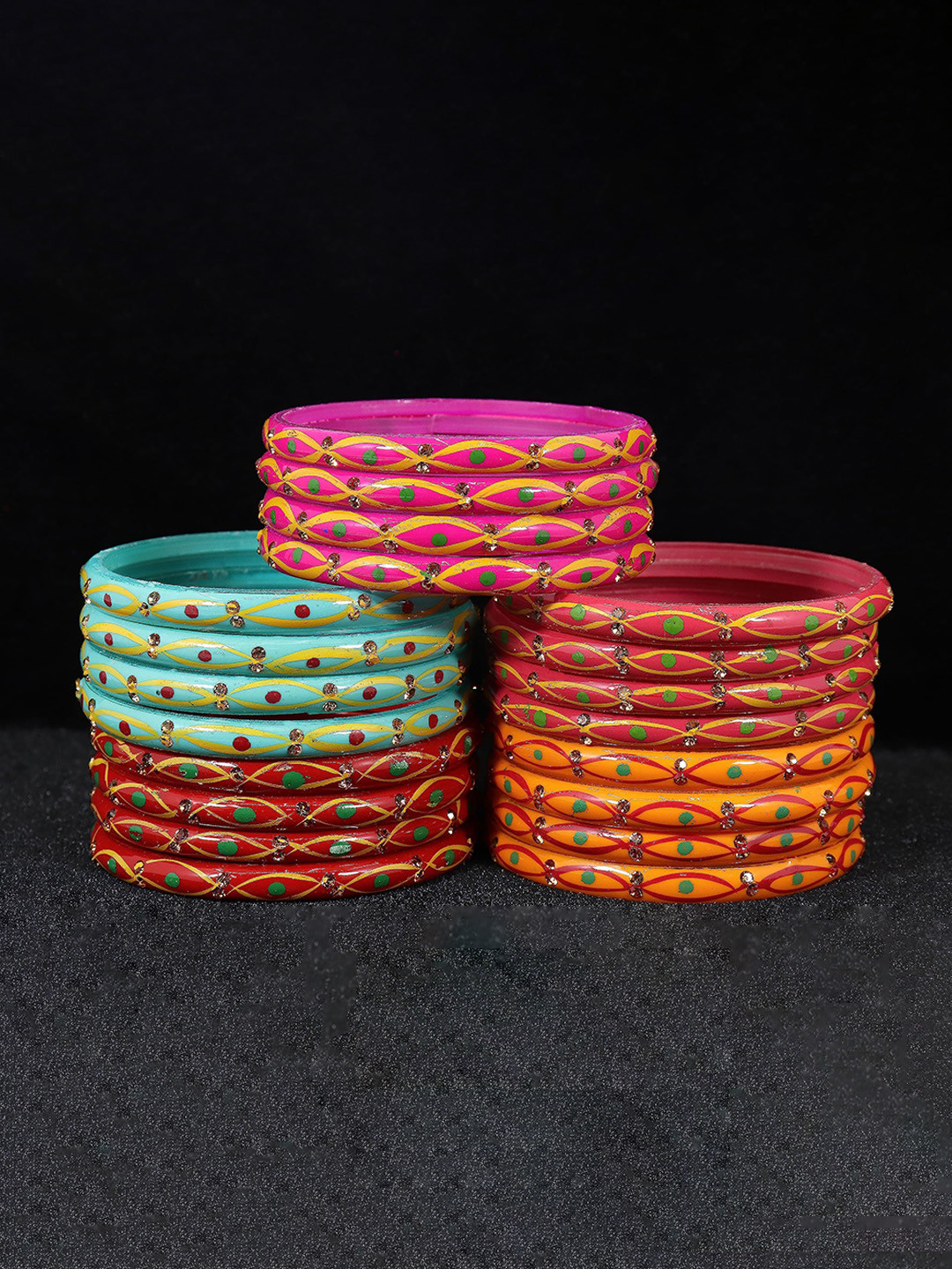 ZULKA Set Of 20 Zircon Gemstone Glass Bangles