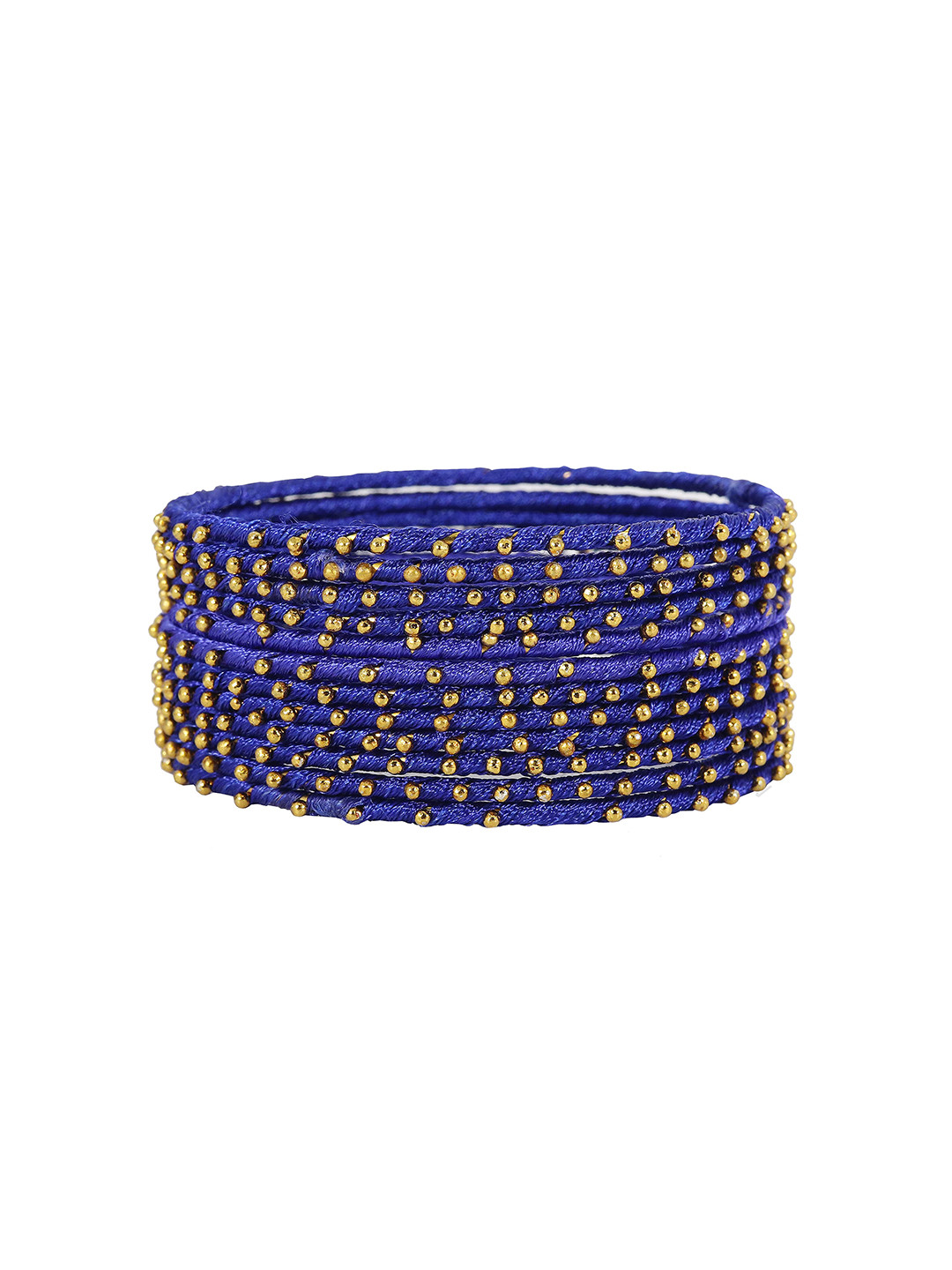 ZULKA Set of 12 Silk Thread Ball Stone Beaded Bangles