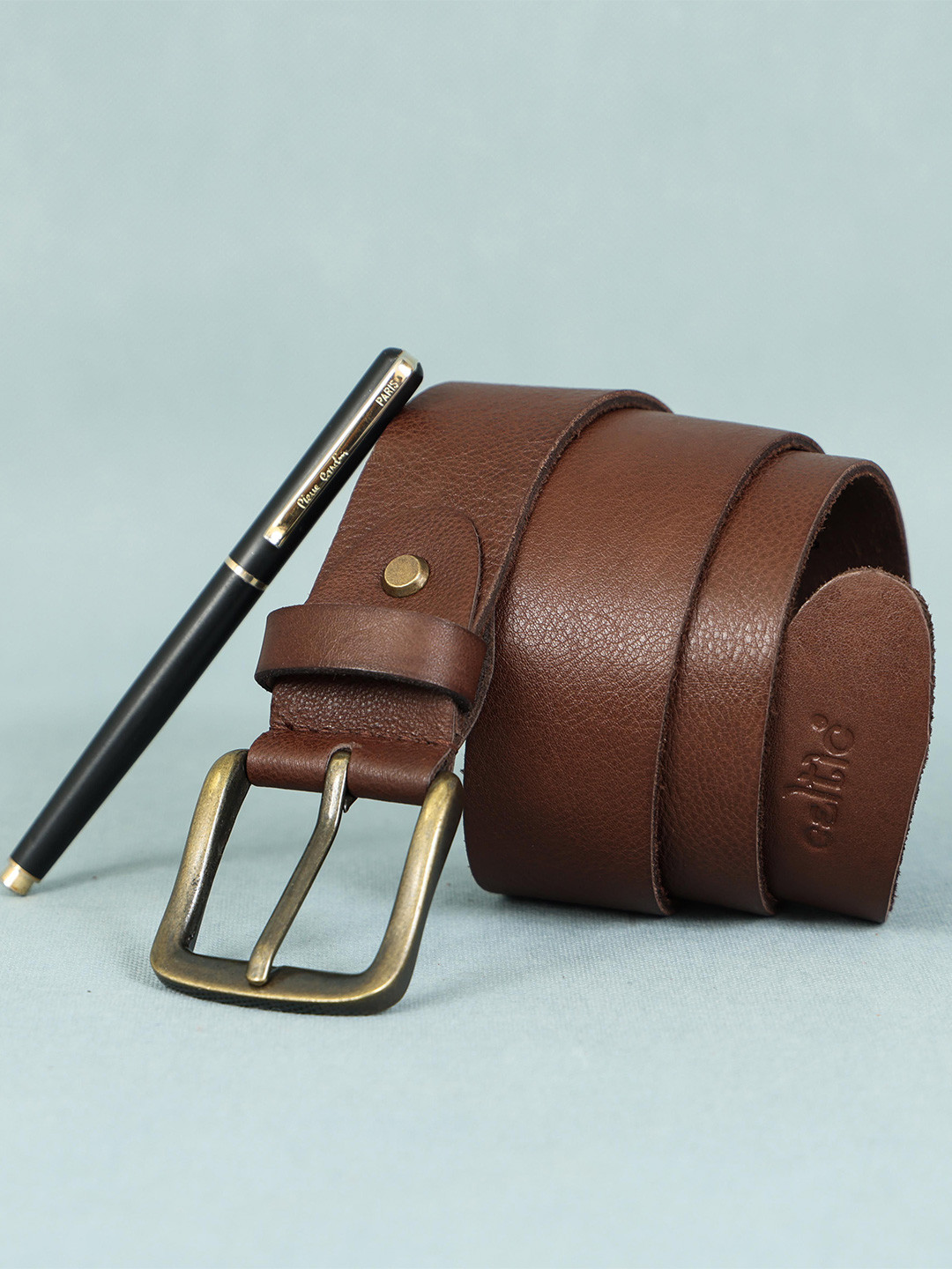 Celtic Men's Stretchable Brown Solid Leather Formal Belt