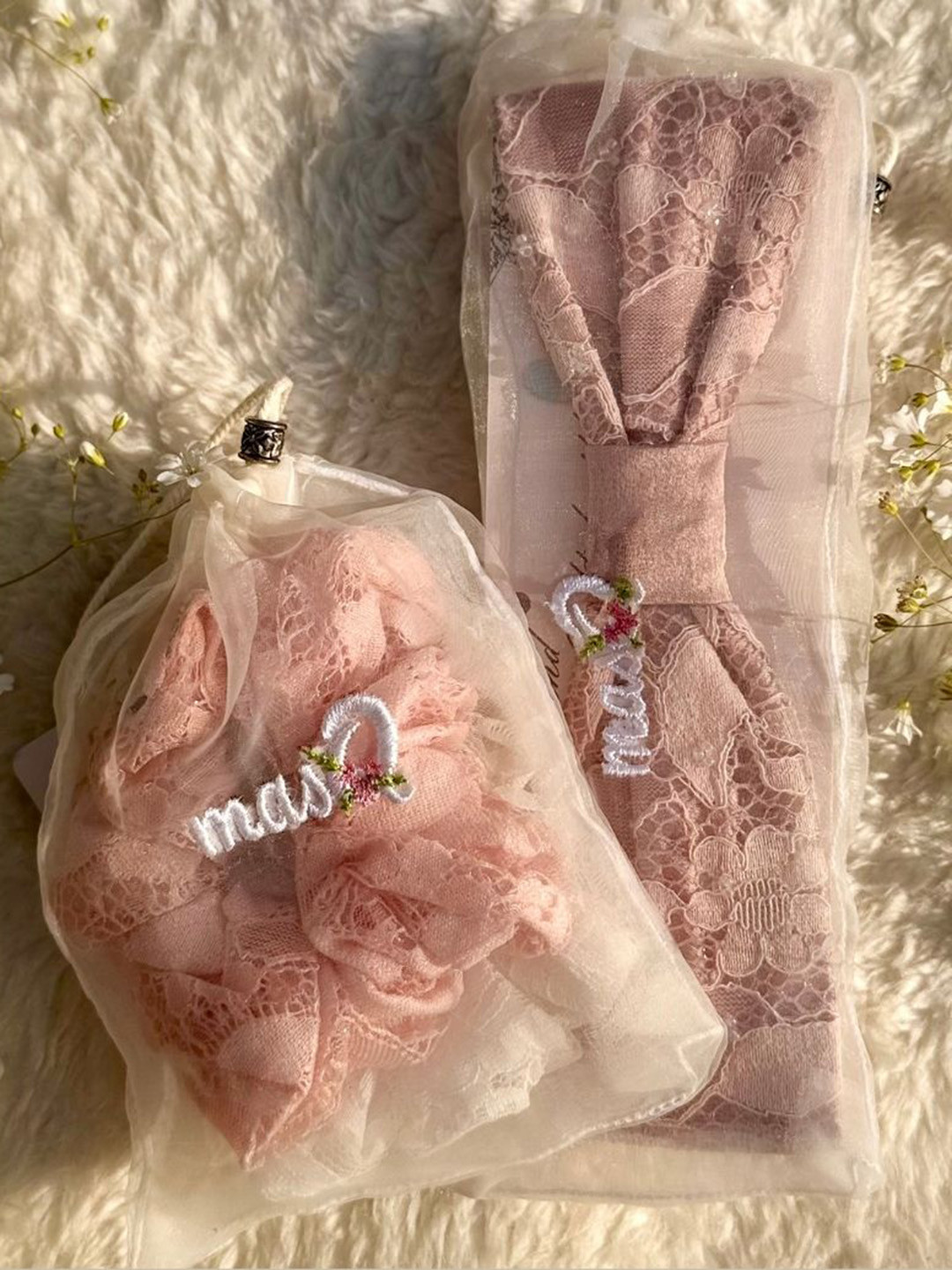 MASQ Set Of 2 Beaded Headband with Scrunchie