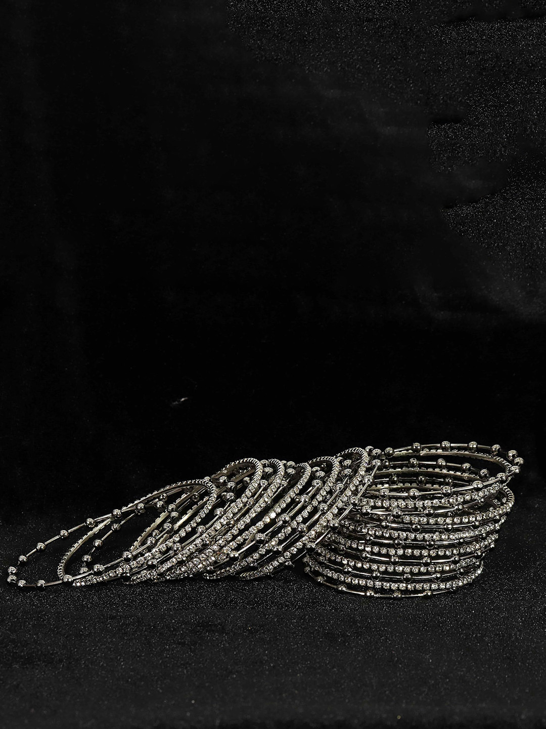 ZULKA Set of 26 Stylish Metal with Zircon Stone & Balls Design Bangles