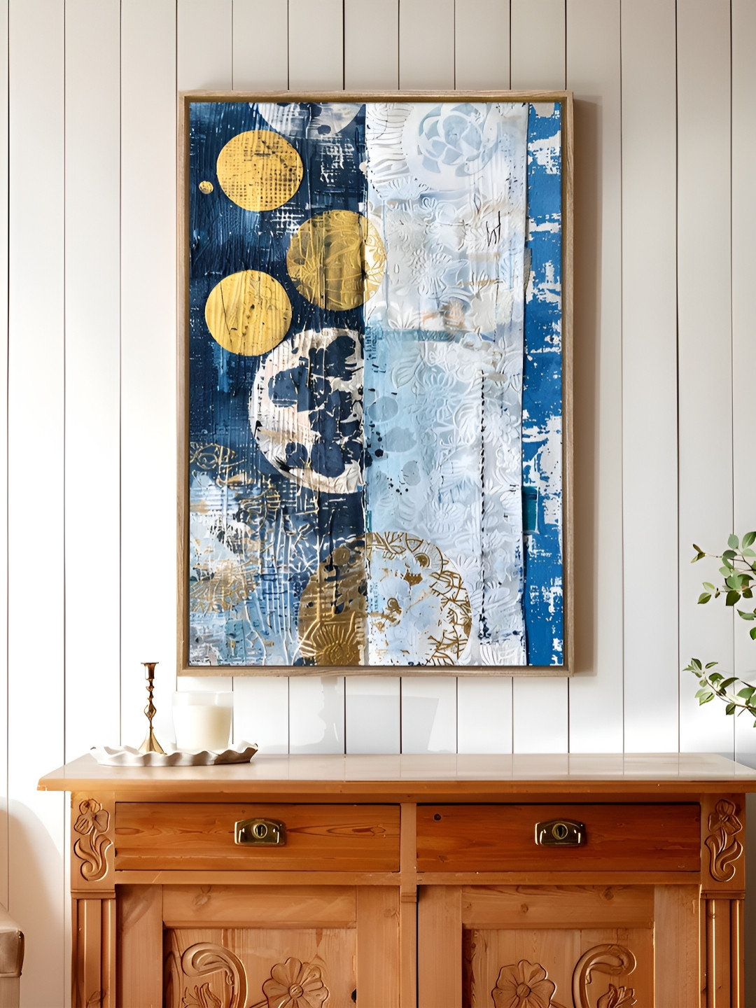 Art Street Blue & White Golden Circle Canvas Wall Art