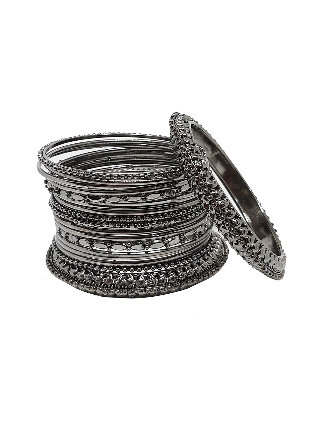 CHRISHAN Set Of 18 Silver-Plated Coated Bangles