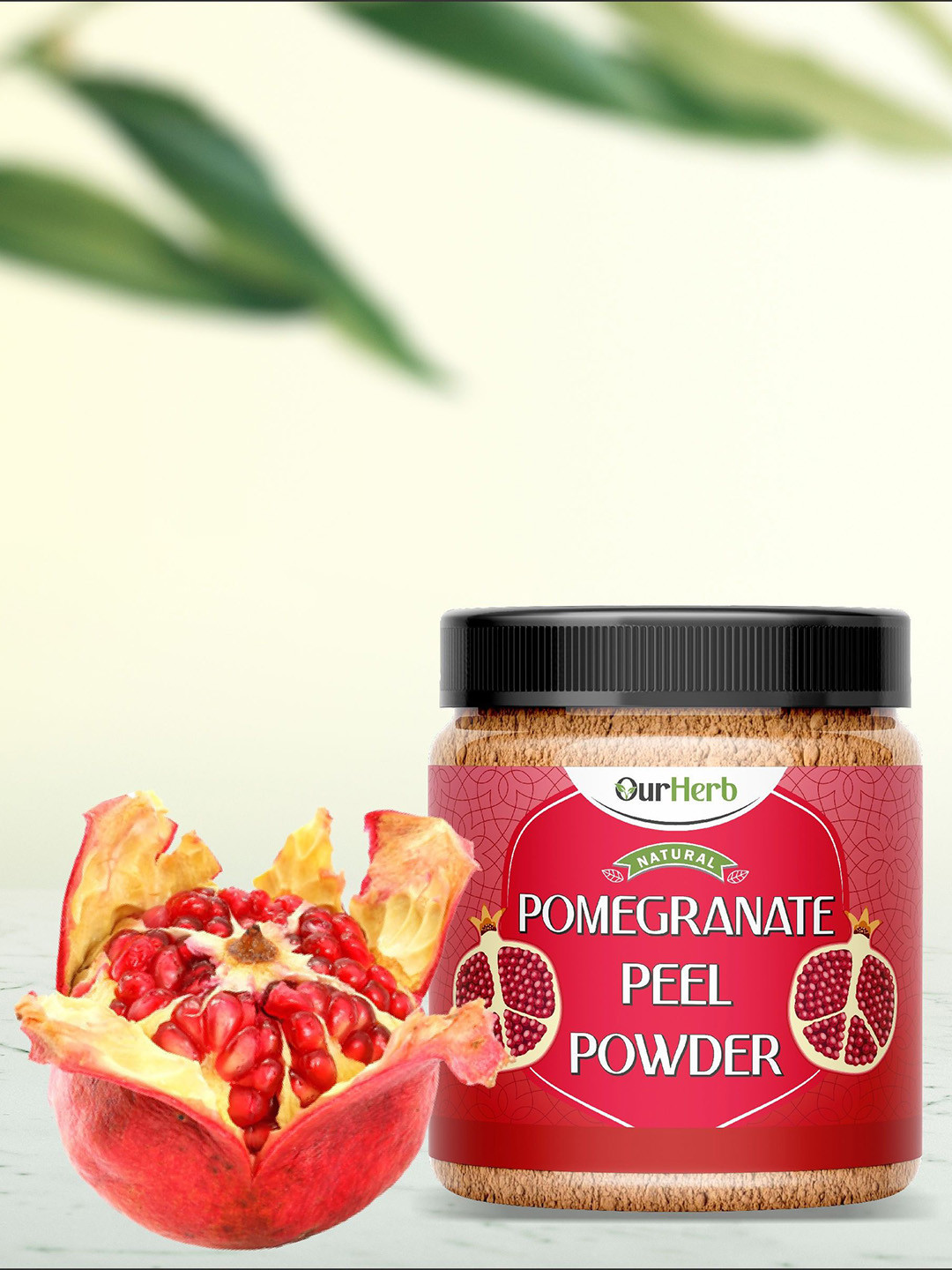 OurHerb Pomegranate Peel Powder For Skin Care With Wooden Spoon - 200 g
