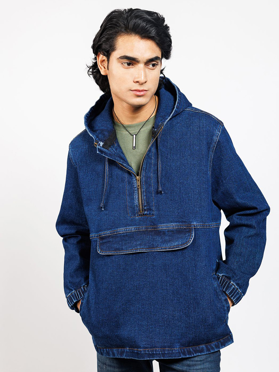 FIBONACCI Men Inverno Denim Hoodie