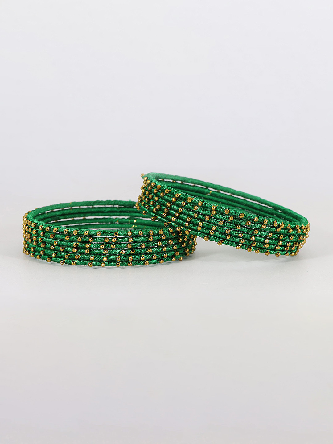 ZULKA Set Of 12 Silk Thread Ball Stone-Studded Bangles