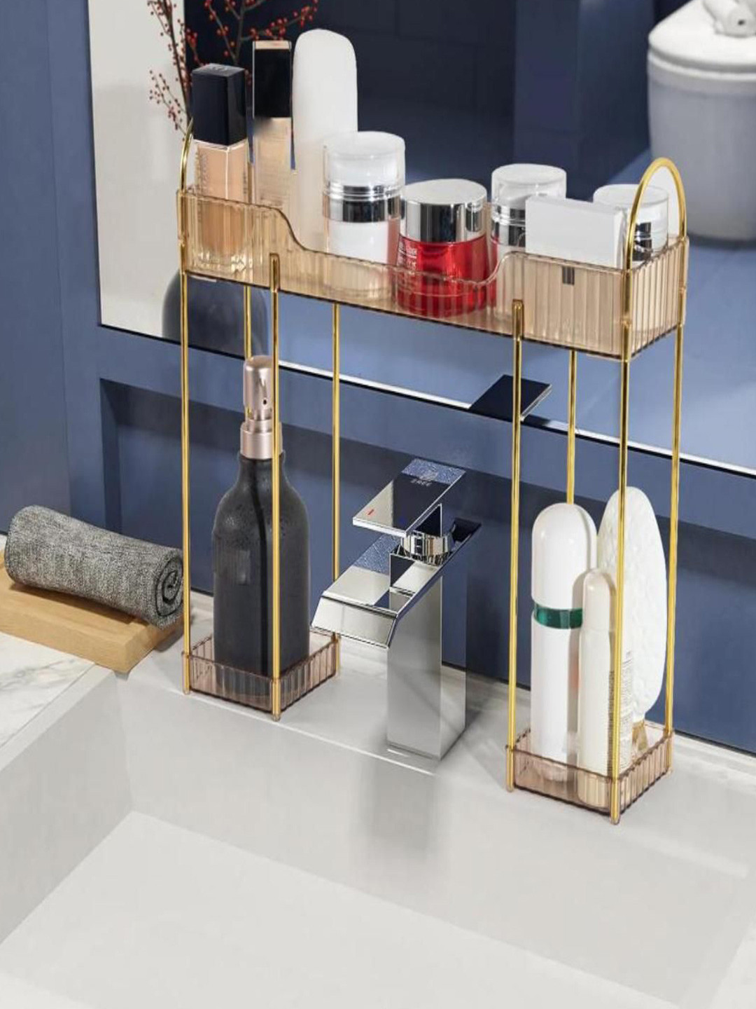 Mason Home Brown Textured Washbasin Storage Organisers