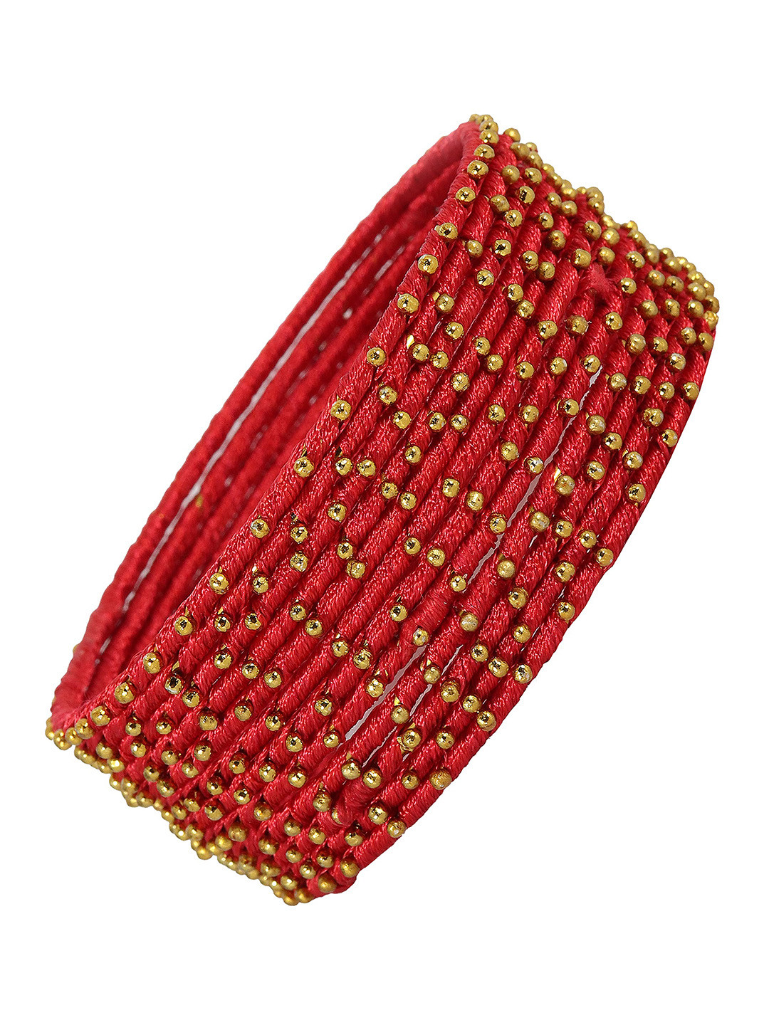 ZULKA Set of 12 Metal with Silk thread Ball Stone Bangle