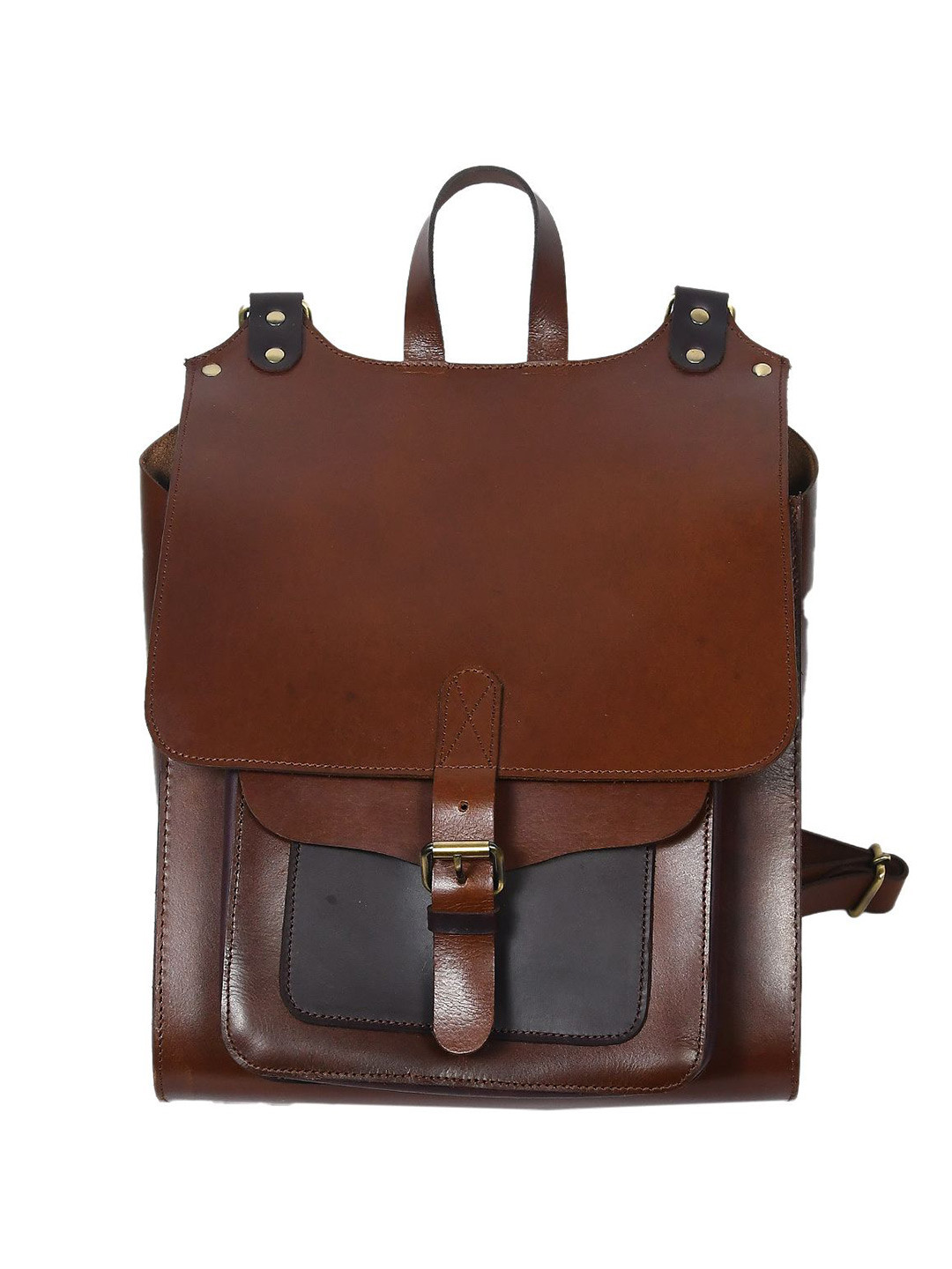 Celtic Unisex Brown Solid Leather Backpack