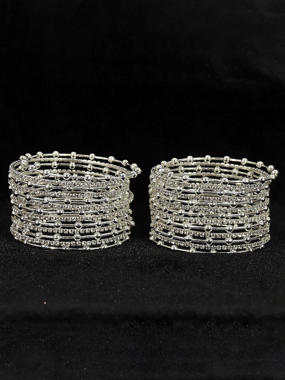 ZULKA Set of 26 Alloy Base Artificial Stone & Balls Design Bangles