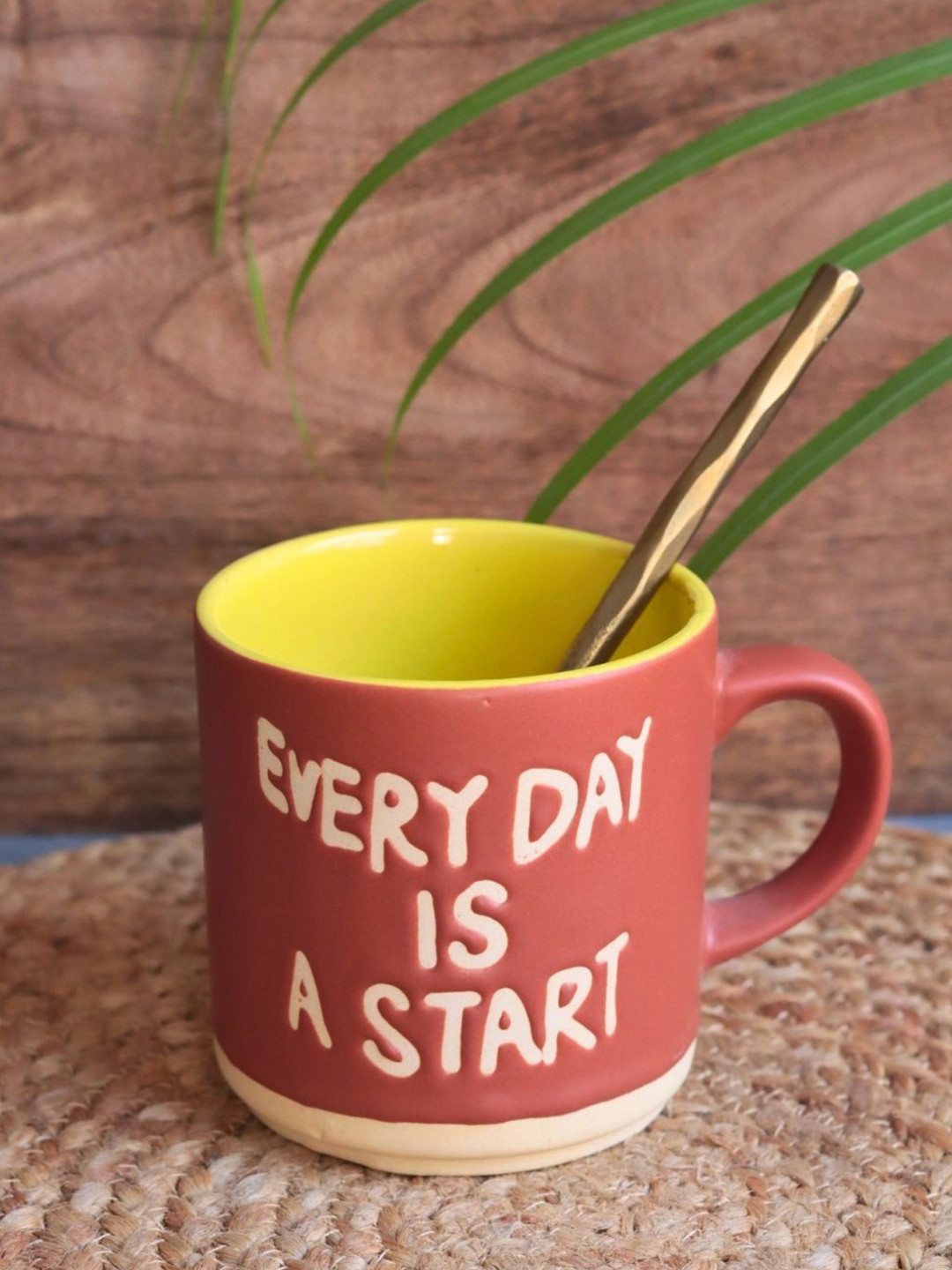 WEAVING HOMES Rust Typography Ceramic Handmade Mug-340ml