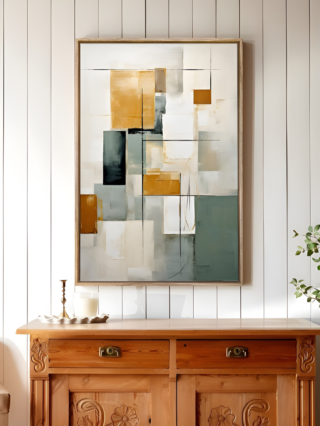 Art Street Beige & Grey Minimalist Abstract Canvas Wall Art