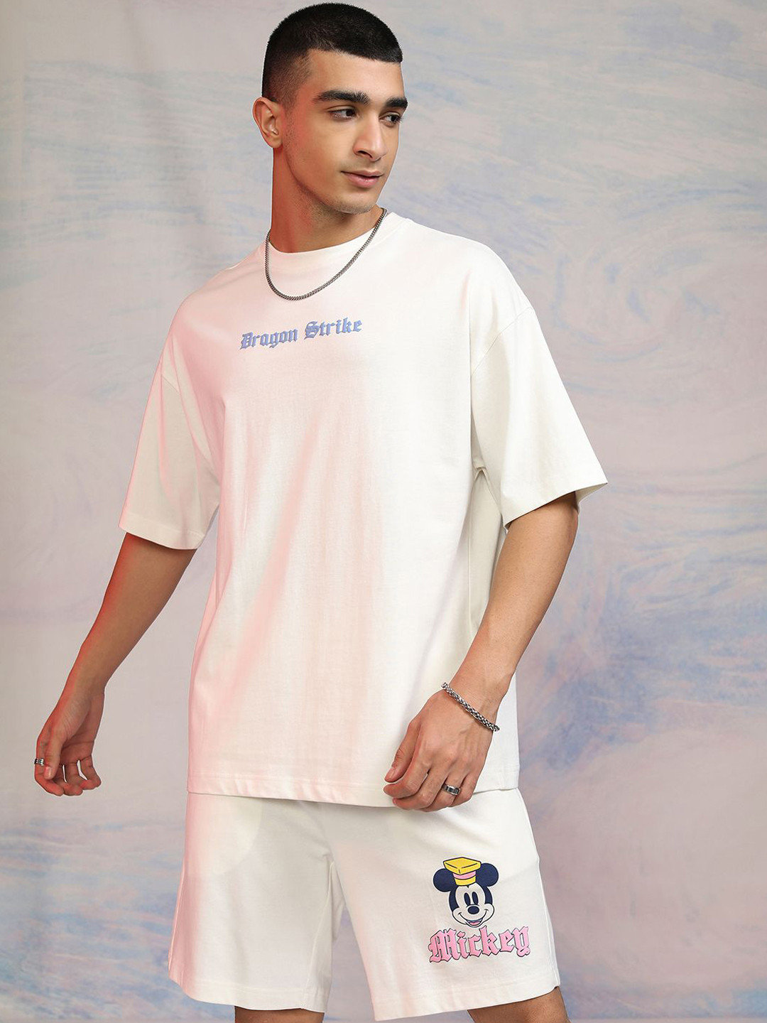 HIGHLANDER Mickey Mouse Printed Short Sleeves Pure Cotton T Shirt With Shorts