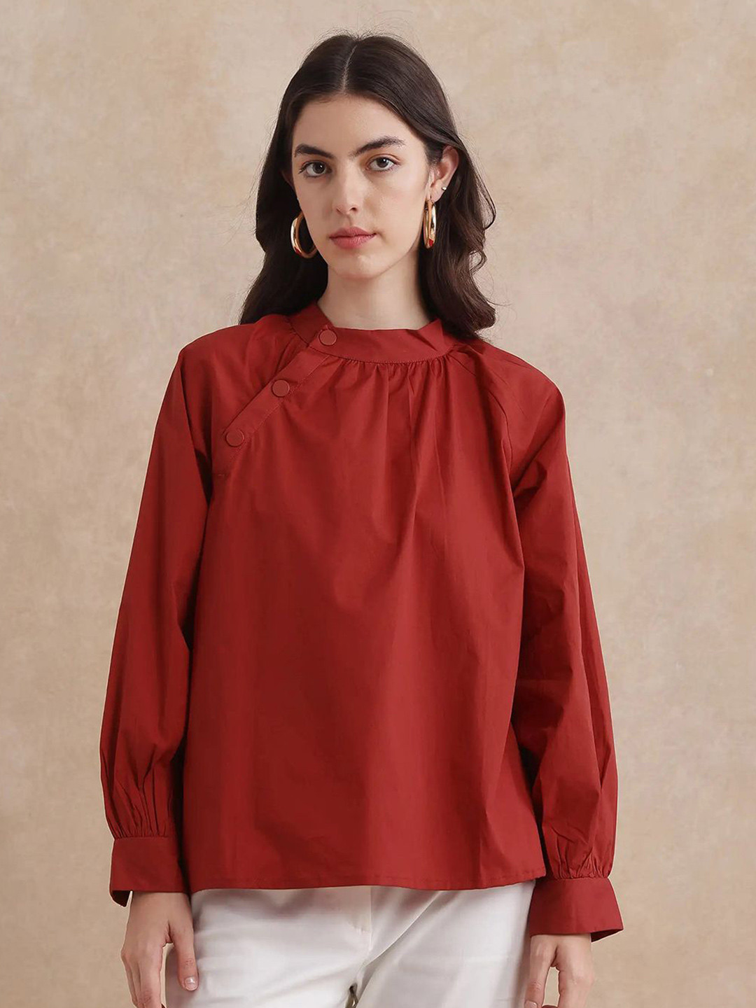 RAREISM IHIT Cotton Cuffed Sleeves Top