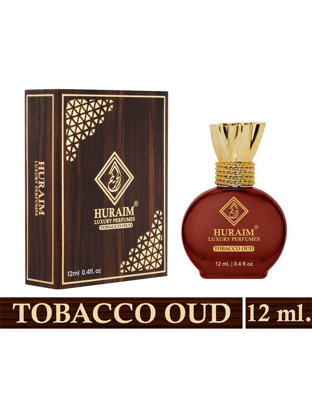 HURAIM Tobacco Oud 100% Natural & Pure Alcohol Free Attar - 12 ml