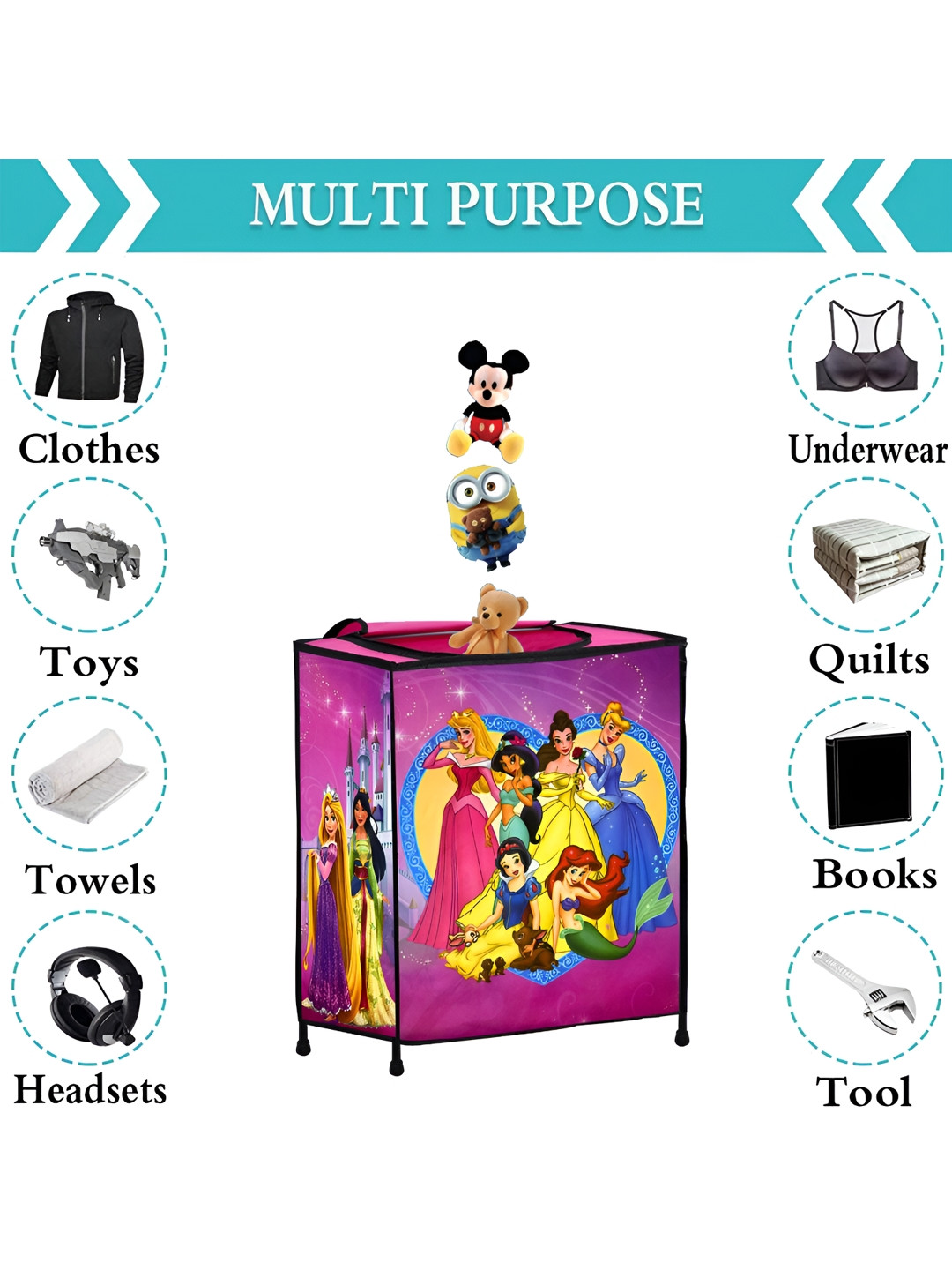 Rmerchants Pink & Blue Bag Princess Printed Water Resistant Multi-Utility Organiser