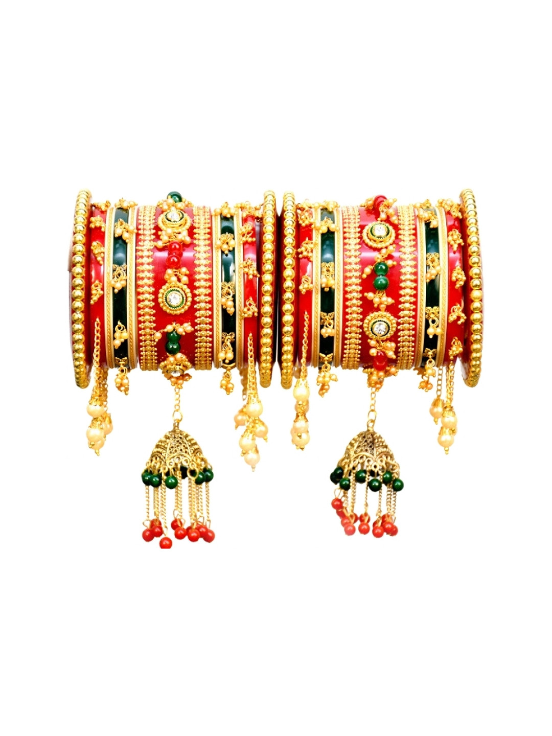 Align Set Of 2 Gold-Plated Pearl Beaded  Chudas Bangles