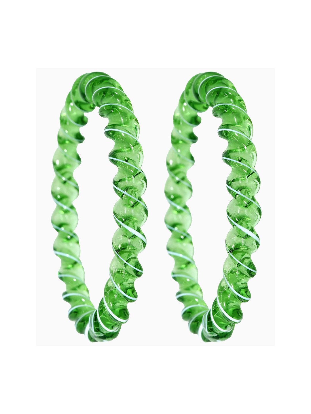 ZULKA Set of 2 Green Spiral Glass Bangles