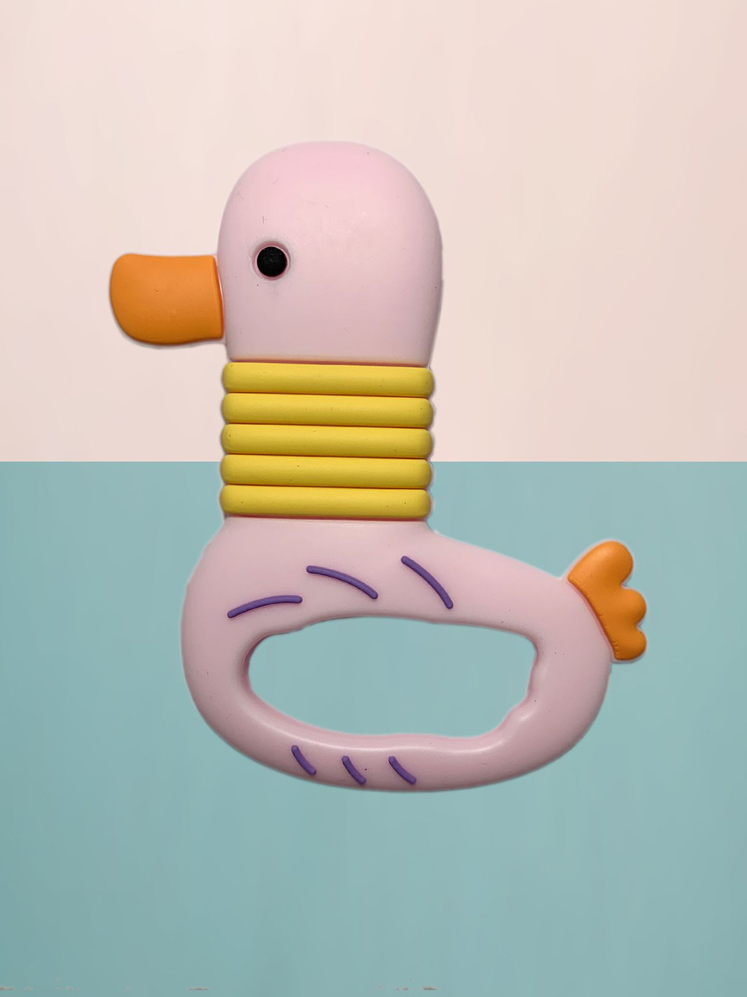 Kritiu Kids Pink & Yellow Duck Shape Baby Teether