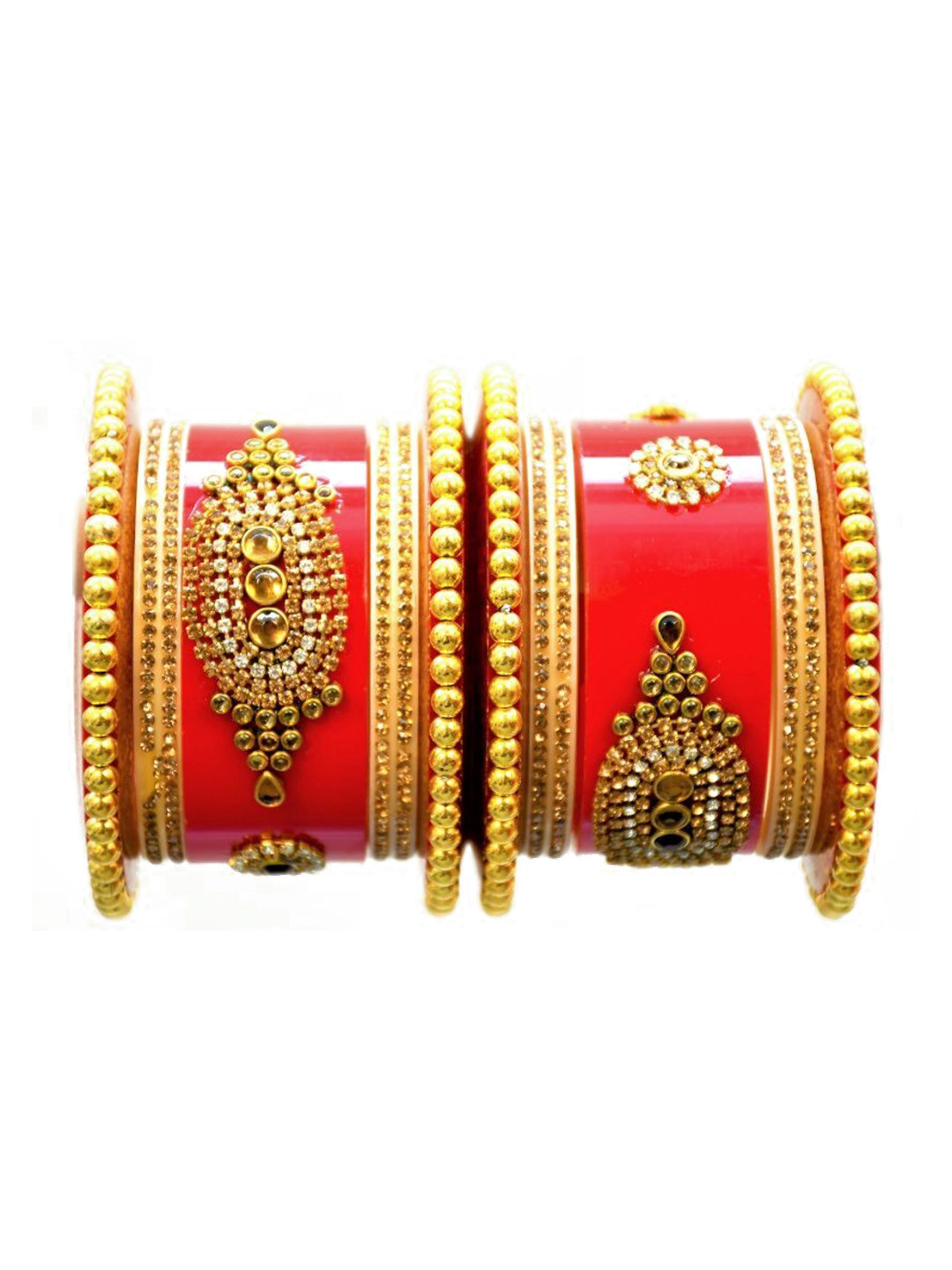 Align Set Of 6 Gold-Plated Kundan & Stone StuddedBangles