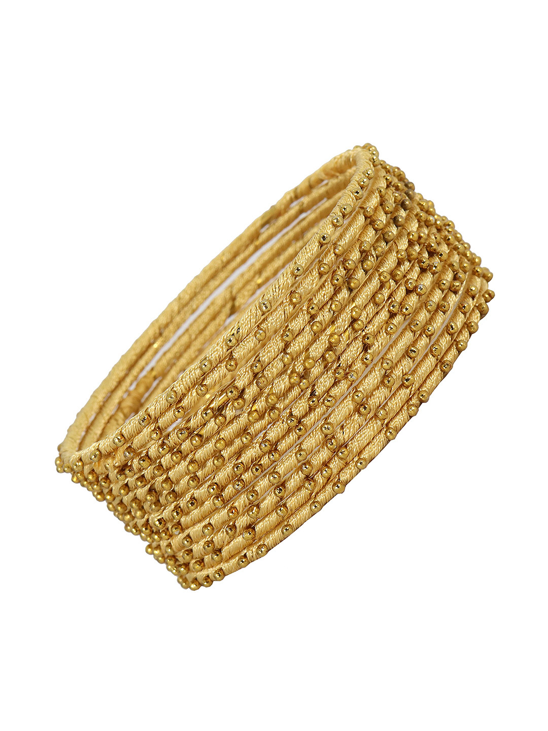 ZULKA Set of 12 Alloy Base Metal With Silk thread Ball stone Bangle