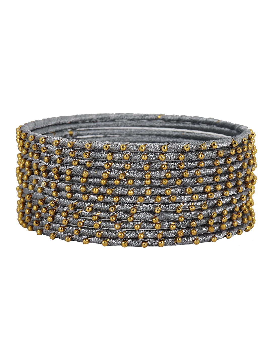 ZULKA Set of 12 Silk Thread Metal Bangle