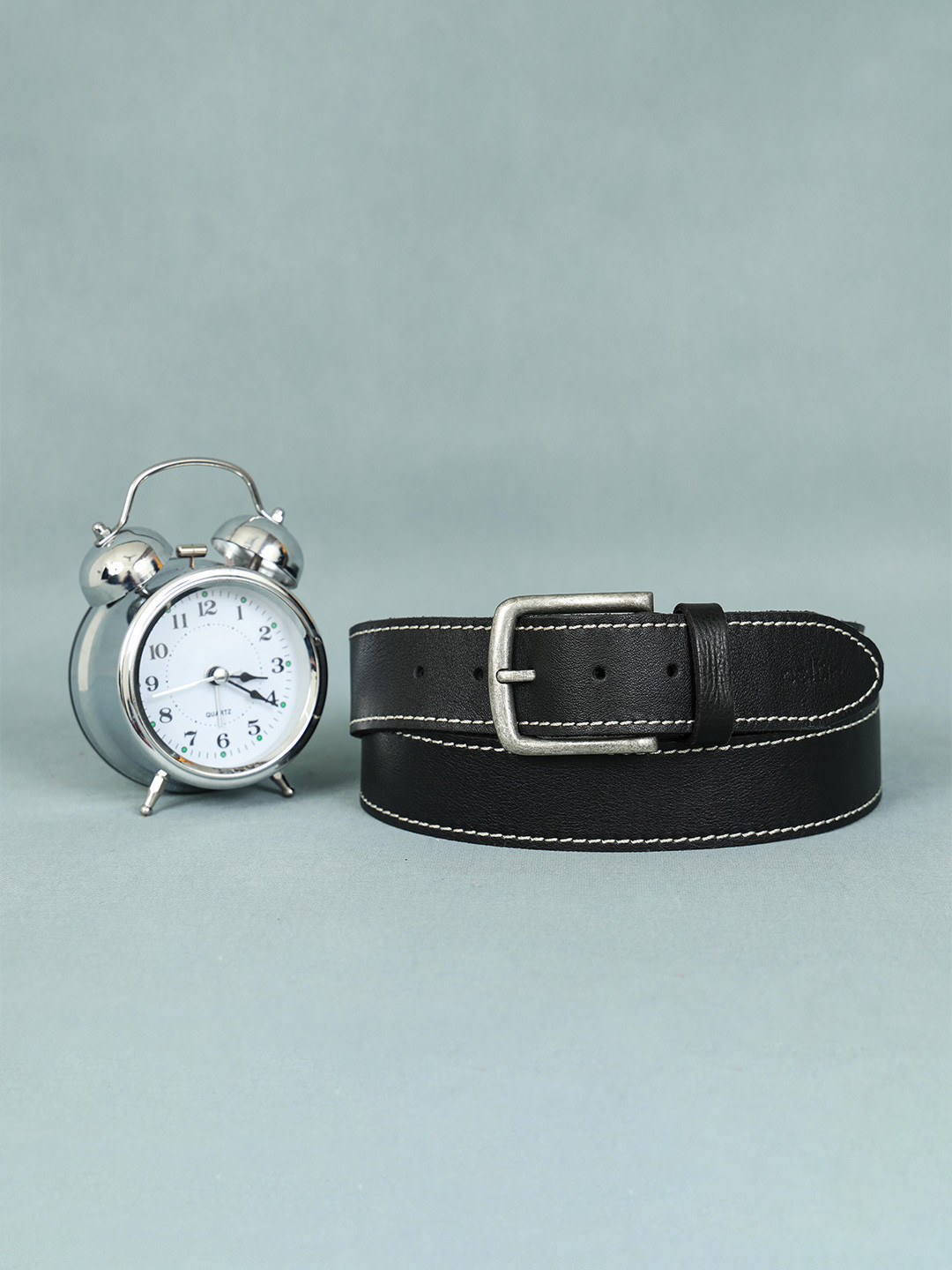 Celtic Unisex Black Leather Formal Belt with Stretchable Fit and Tang Closure