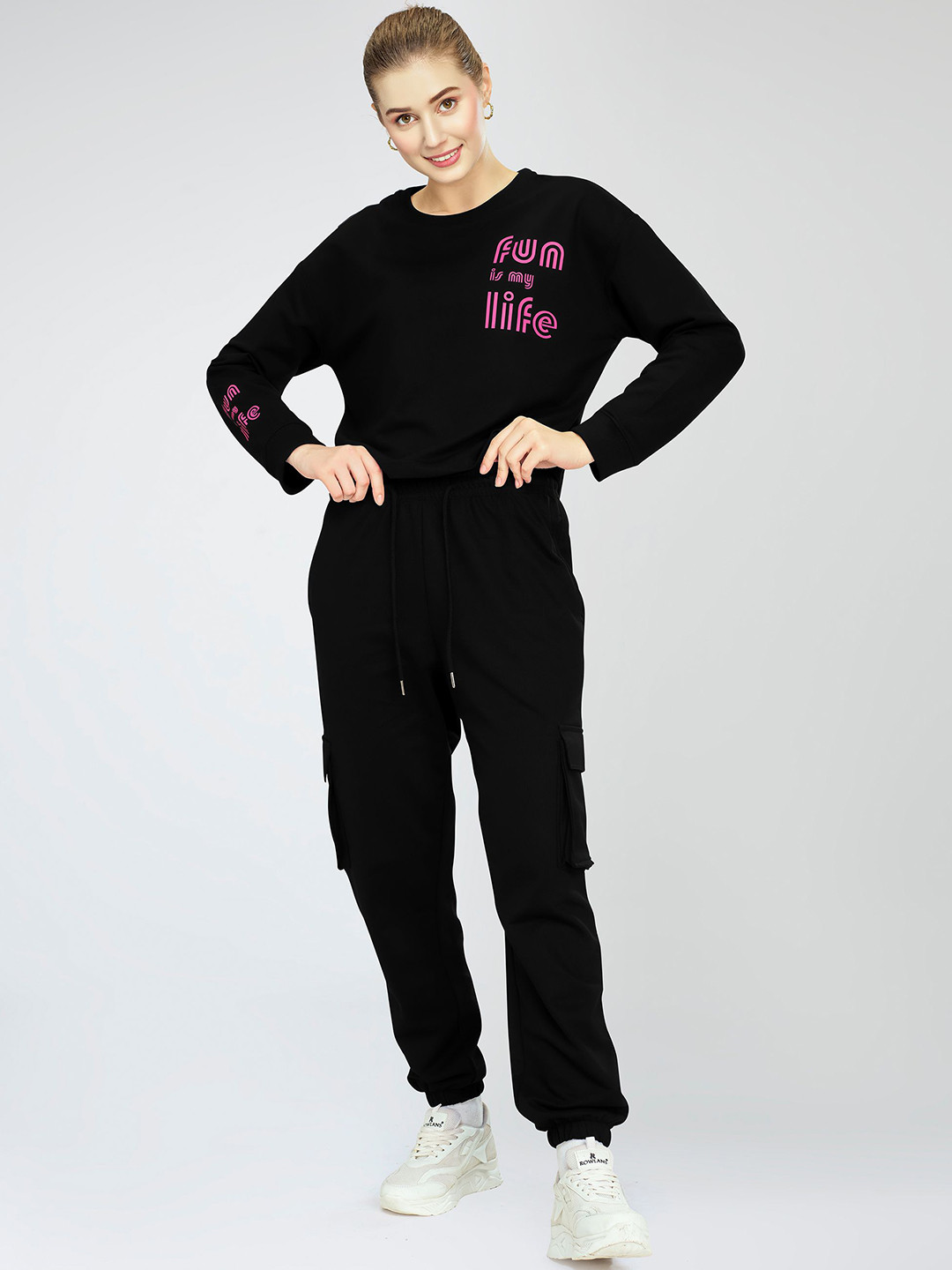 Zeyo Women Typography Print Night Suit