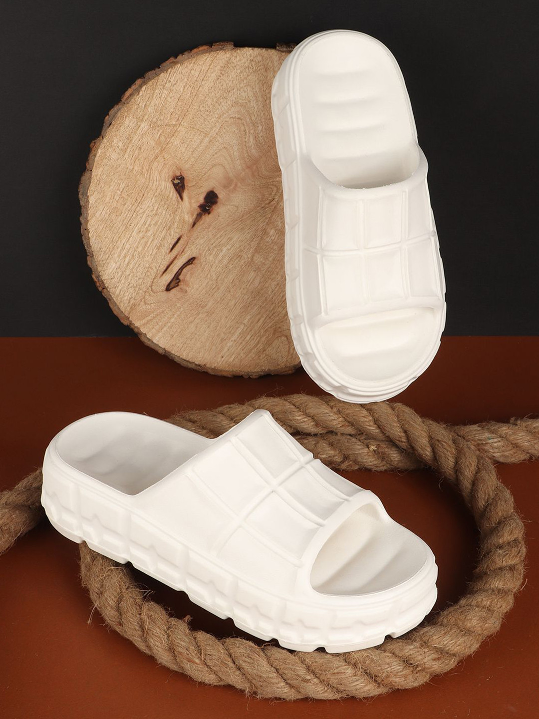 The Roadster Lifestyle Co Textured Flatform Sliders