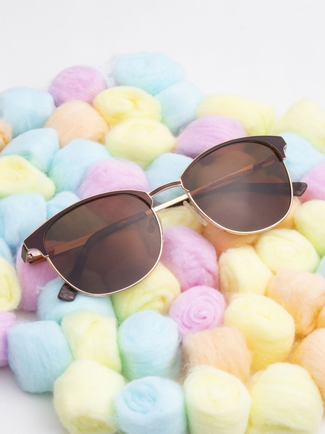 Ted Smith Unisex Brown Clubmaster Sunglasses with Polarised Lens