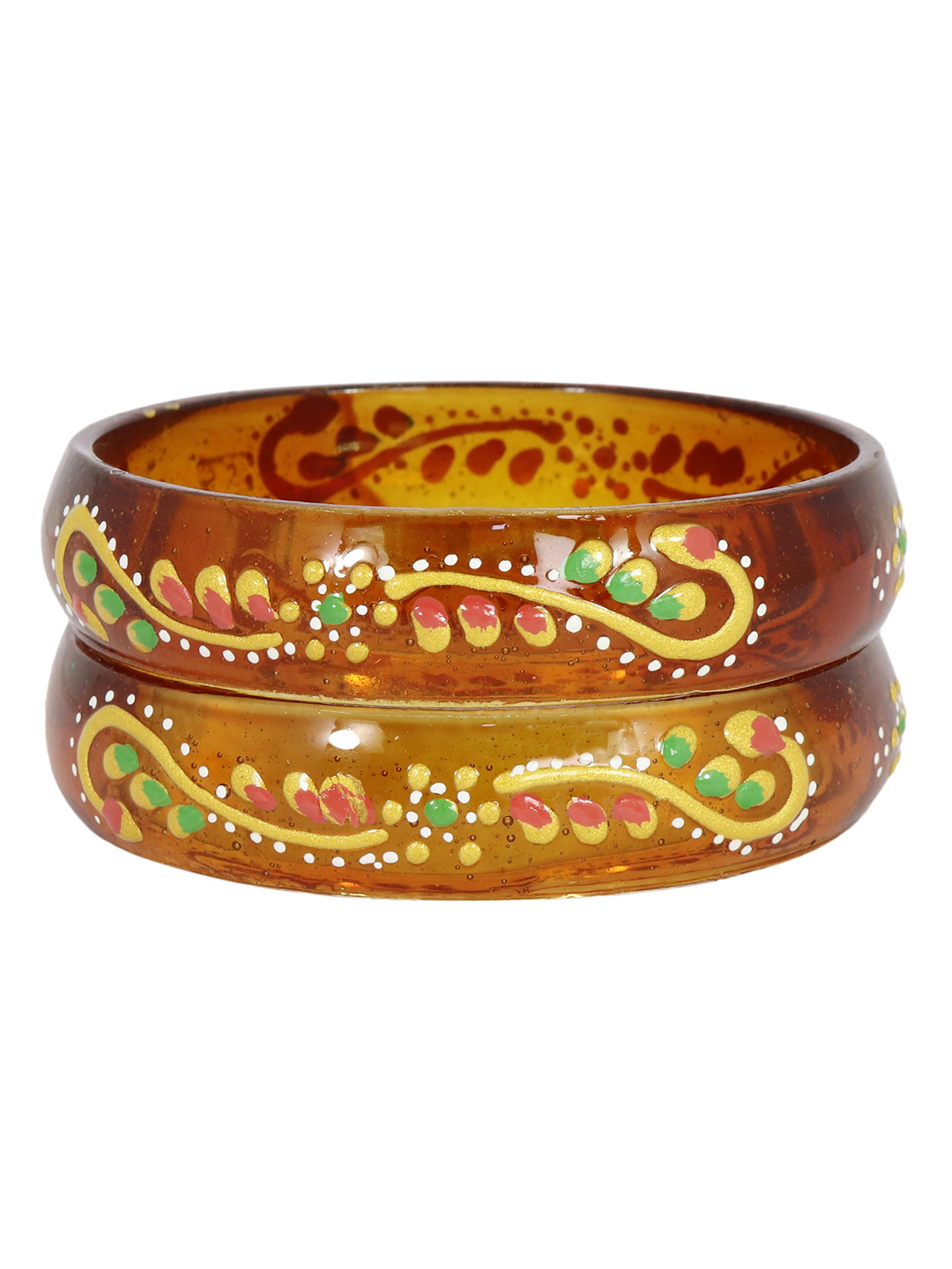 ZULKA Pack of 2 Glass Floral Printed Bangles