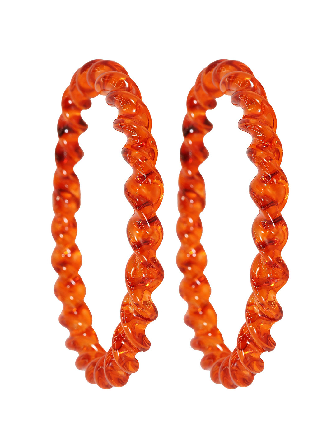 ZULKA Set of 2 Crystal Twisted Design Spiral Glass Kada