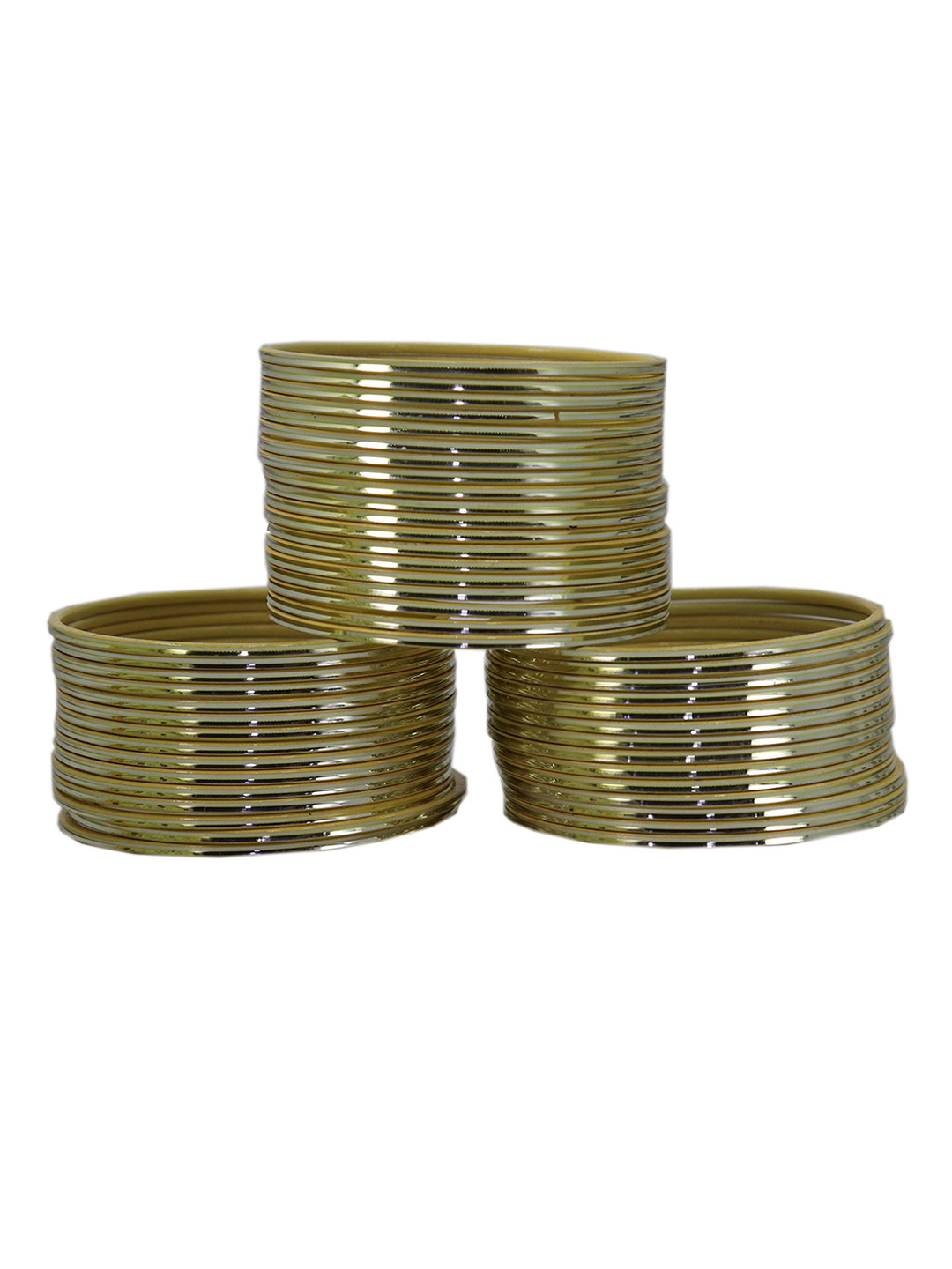 ZULKA Pack  of 48 Plain Glossy Finished Metal Bangles