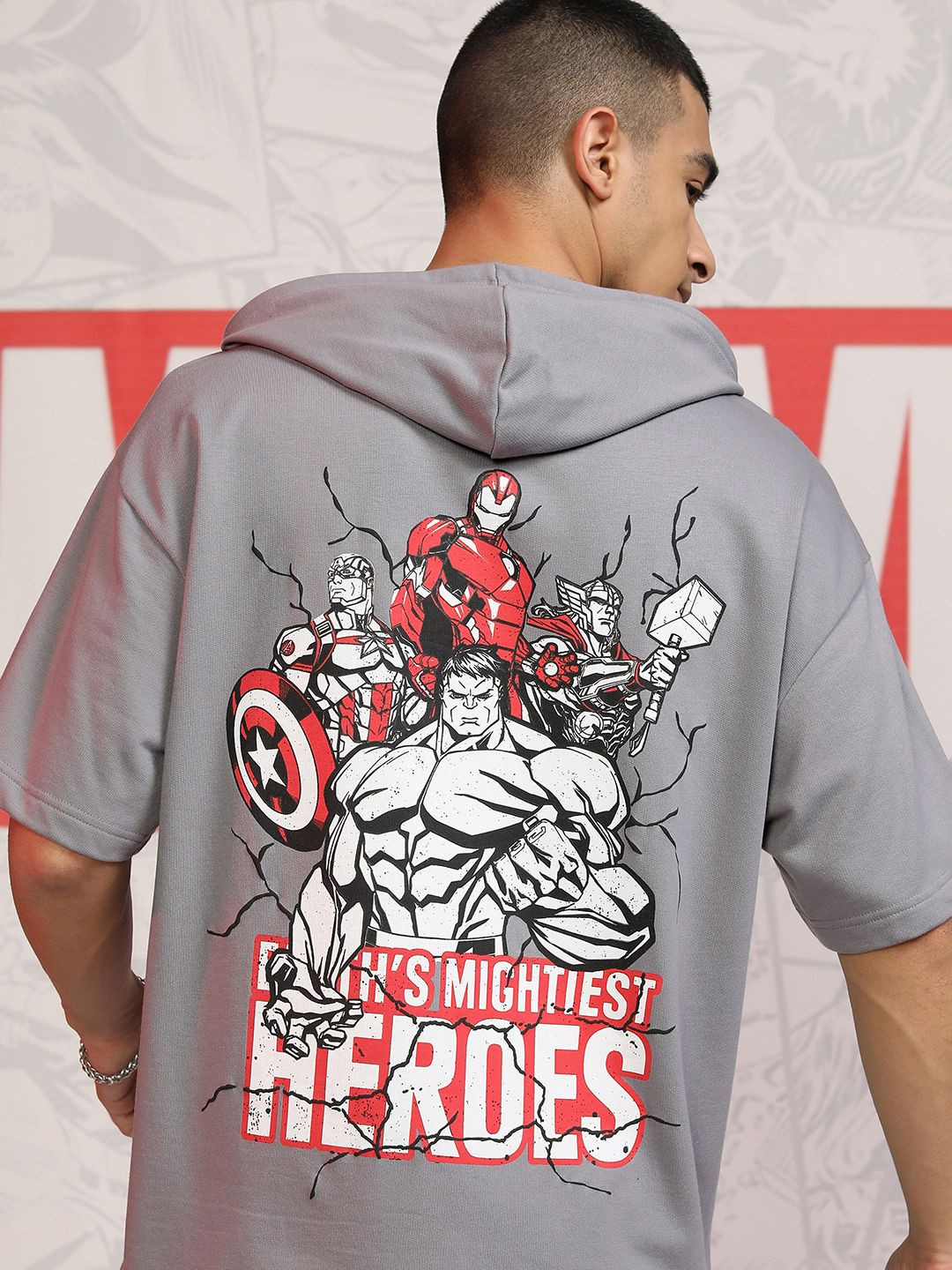 HIGHLANDER Marvel Avenger Men Oversized Drop Shoulder  Hoody