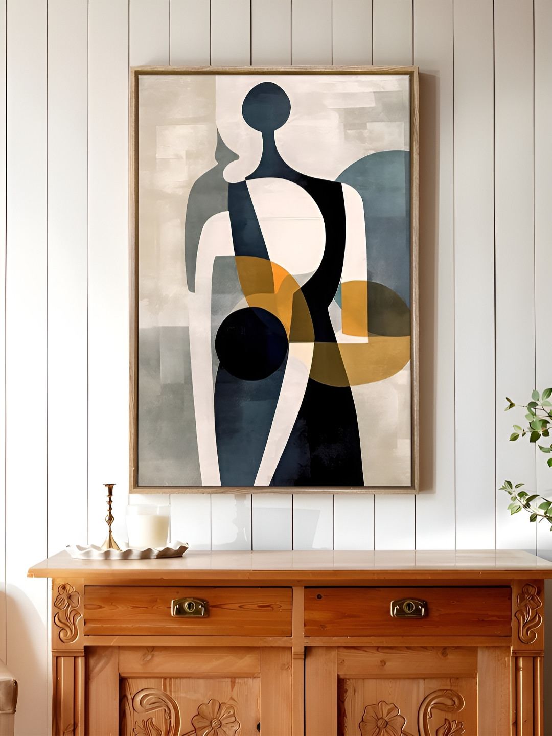 Art Street White & Black Abstract Geometric Canvas Wall Art