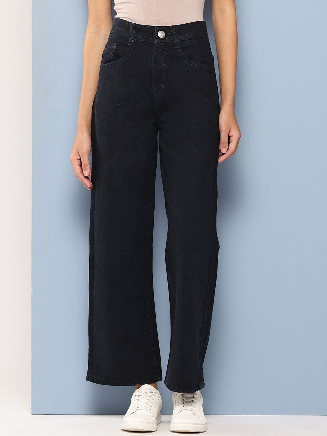 The Roadster Lifestyle Co Women Cotton Flared-Fit High-Rise Light Fade Jeans
