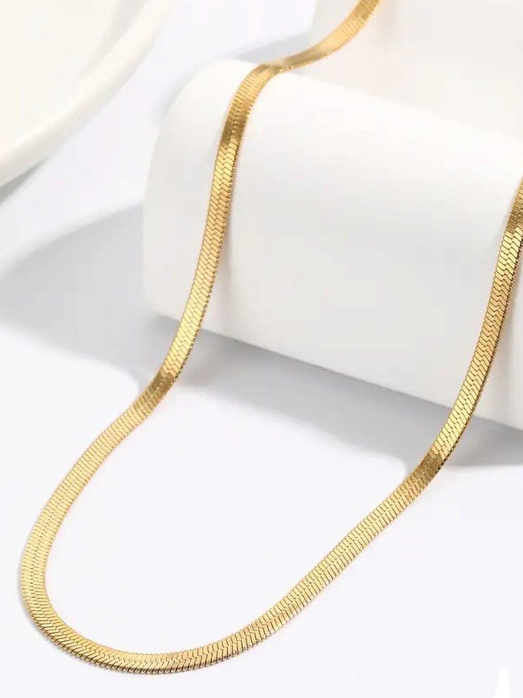 JEWILLEY Gold Plated Anti Tarnish Stainless Steel Snake Chain