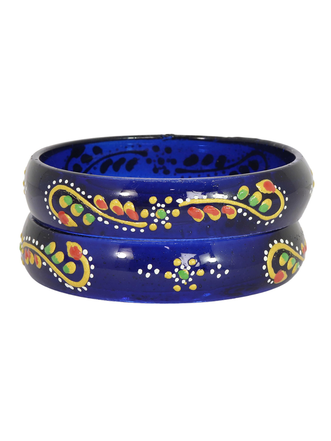 ZULKA Set of 2 Colorful Polka Glass Dots Bangles