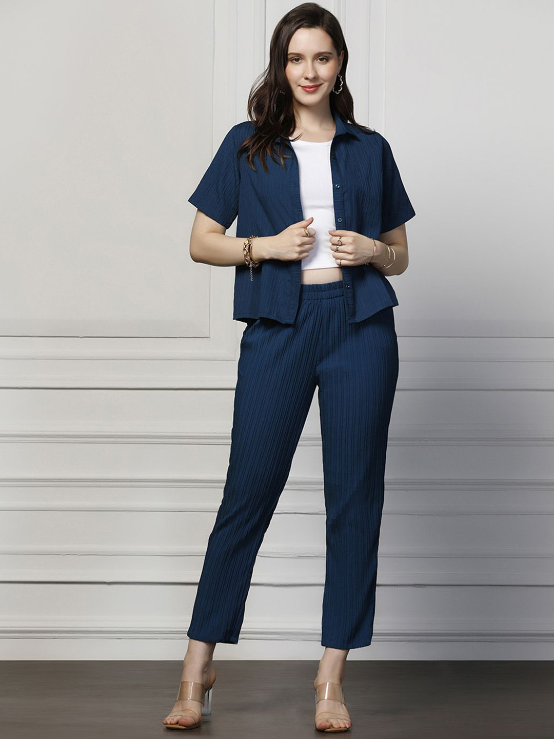 Moda Rapido Blue Shirt & Trousers With Inner