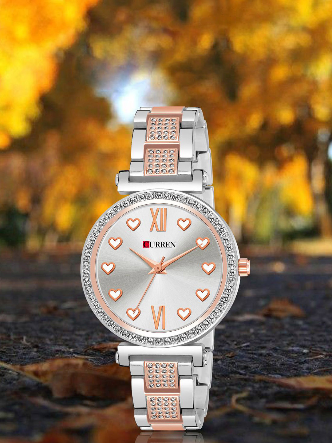 Curren Women Brass Embellished Dial Around Straps Analogue Watch CR-1660-TT-S-H-W