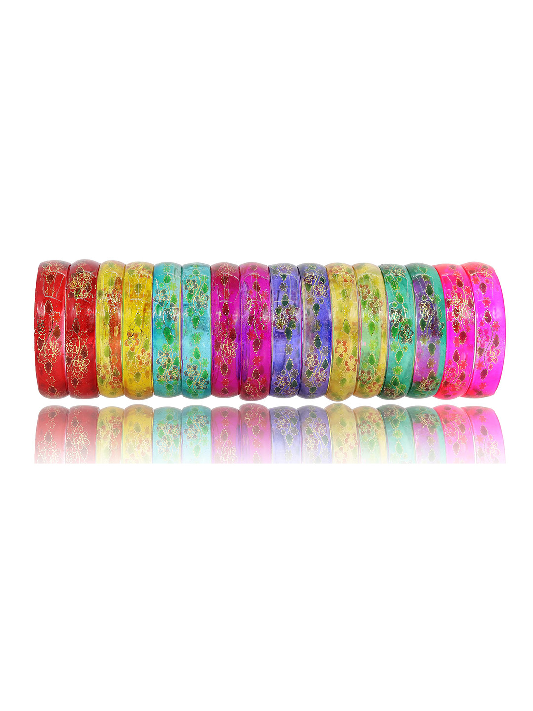 ZULKA Set of 16 Multi Colour Glass Bangles