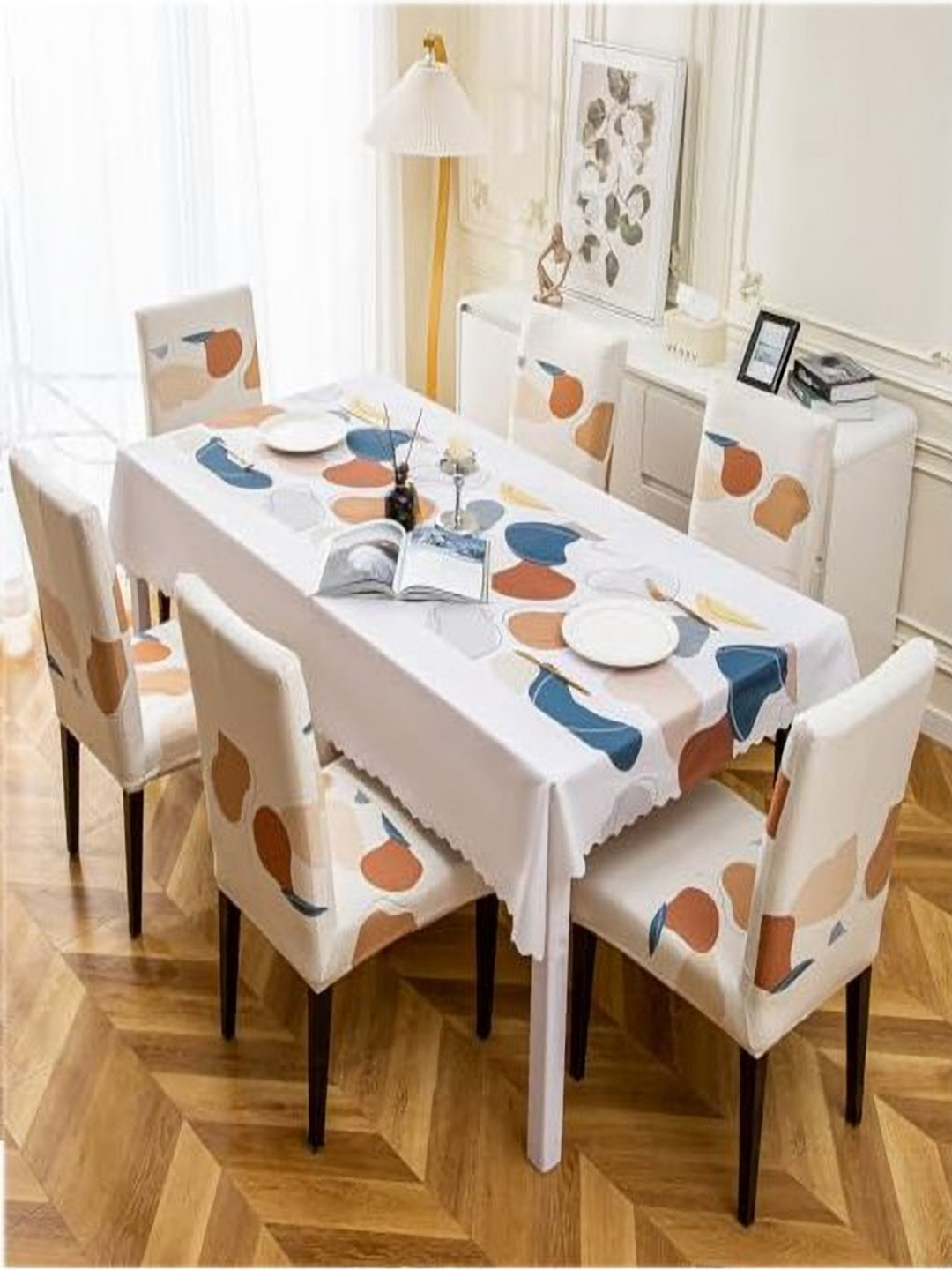 HOUSE OF QUIRK Beige 7 Pieces Waterproof 6-Seater  Table Cover & Chair Cove