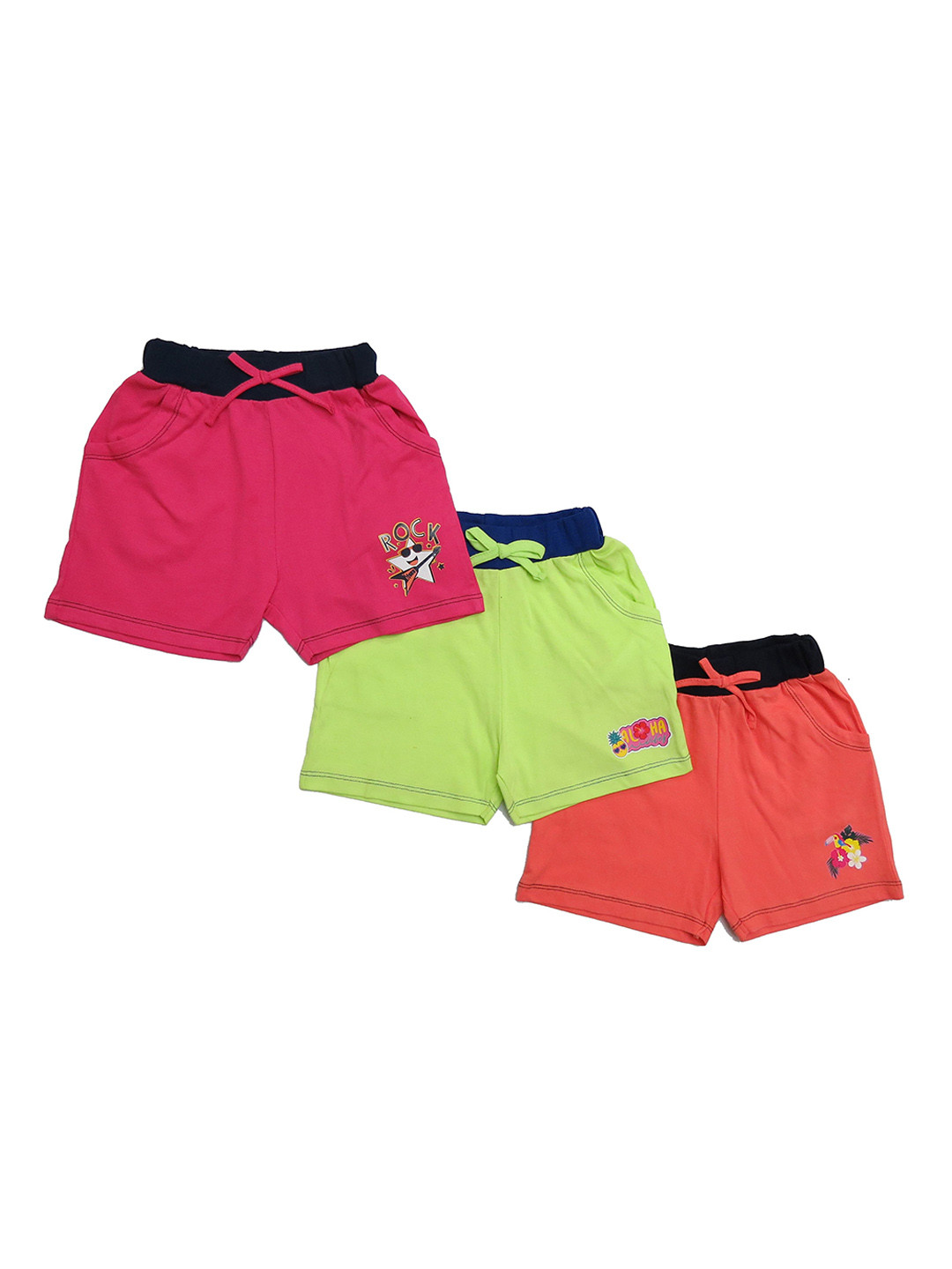 Clothe Funn Girls Pack Of 3 Printed High-Rise Hot Pants Shorts