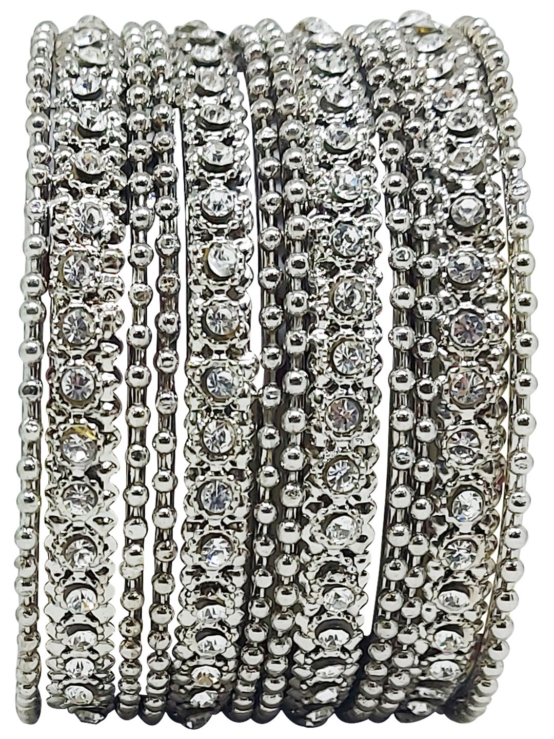 CHRISHAN Set Of 12 Silver Bangle Set