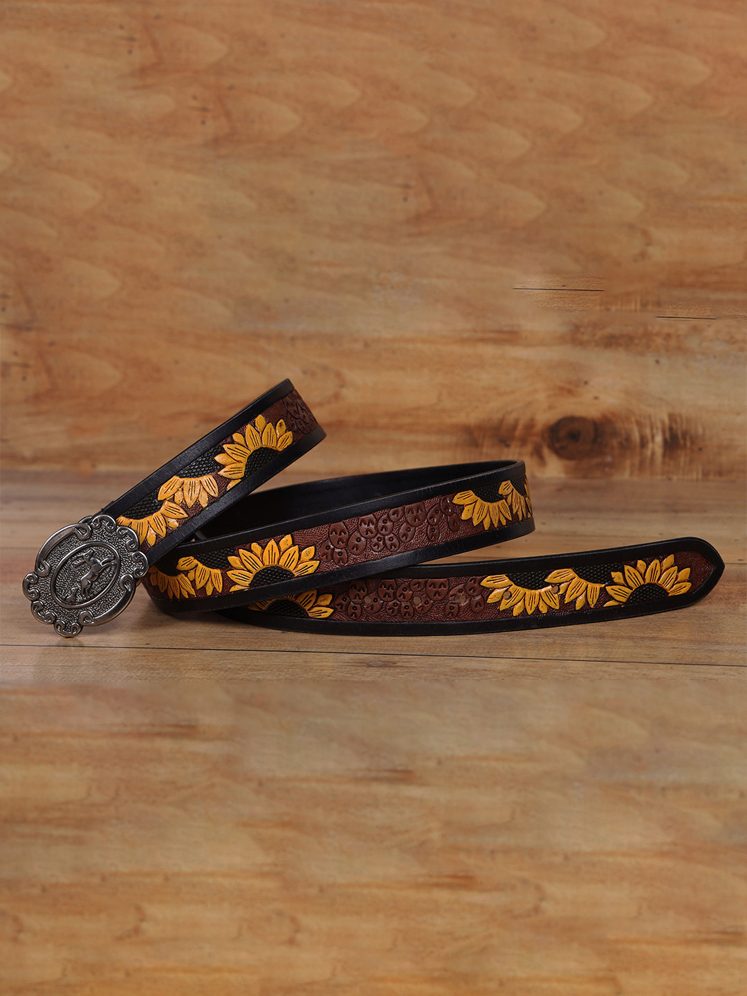 Celtic Unisex Yellow Textured Leather Belt Push Pin Closure  Stylish and Durable